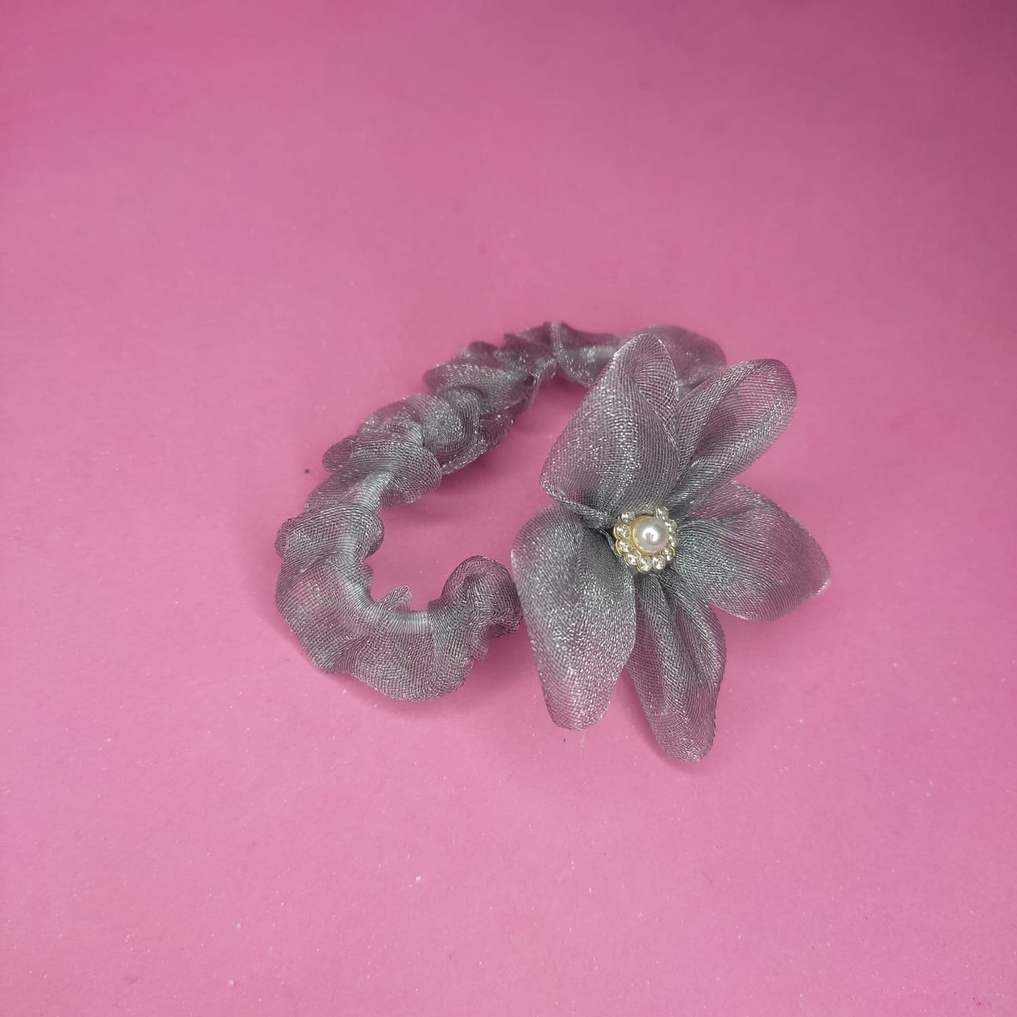Liga para cabello Gris Flor