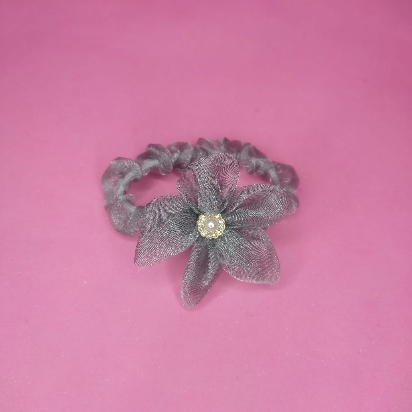 Liga para cabello Gris Flor